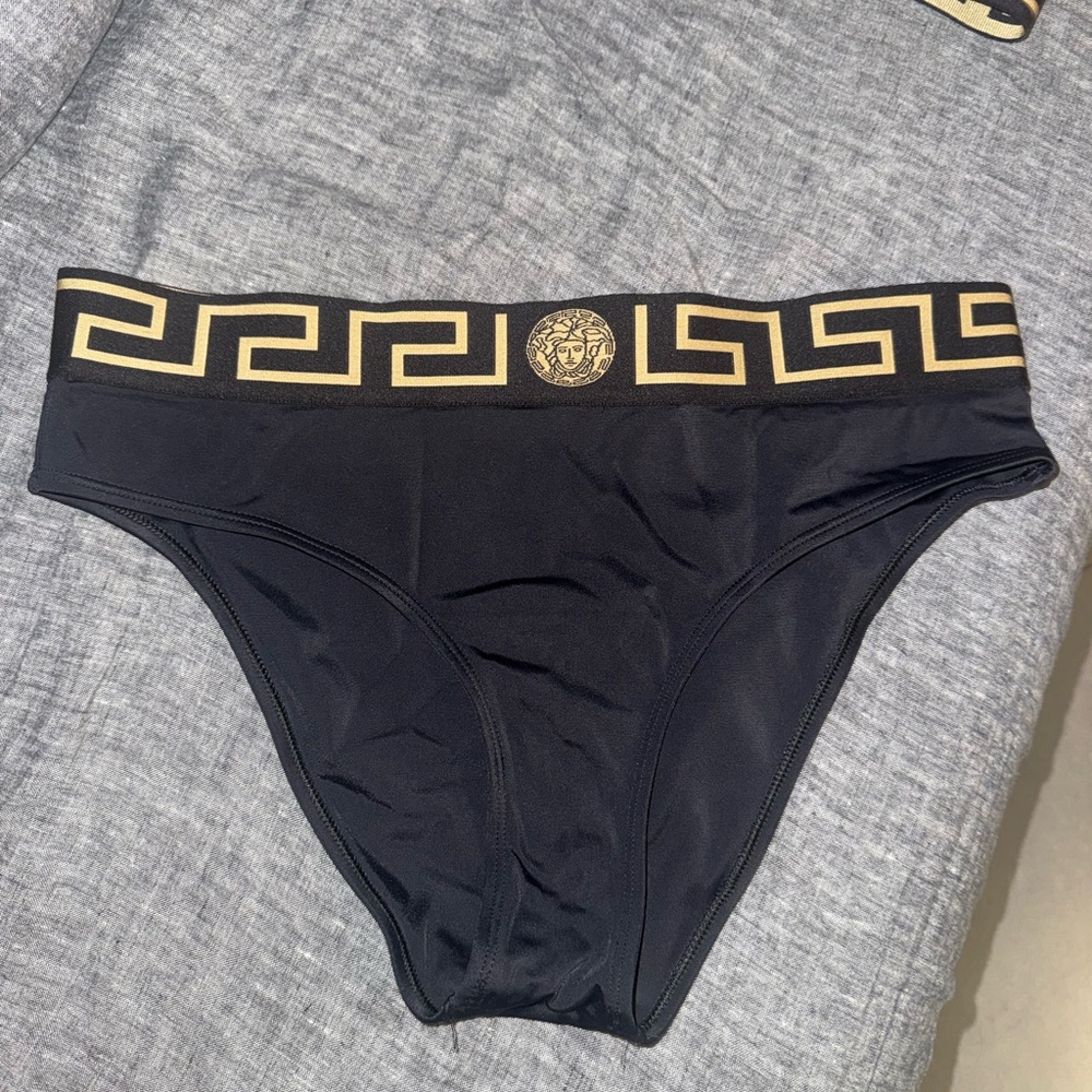 Versace Black and Gold Medusa Logo Bikini Briefs - Matching bra also listed